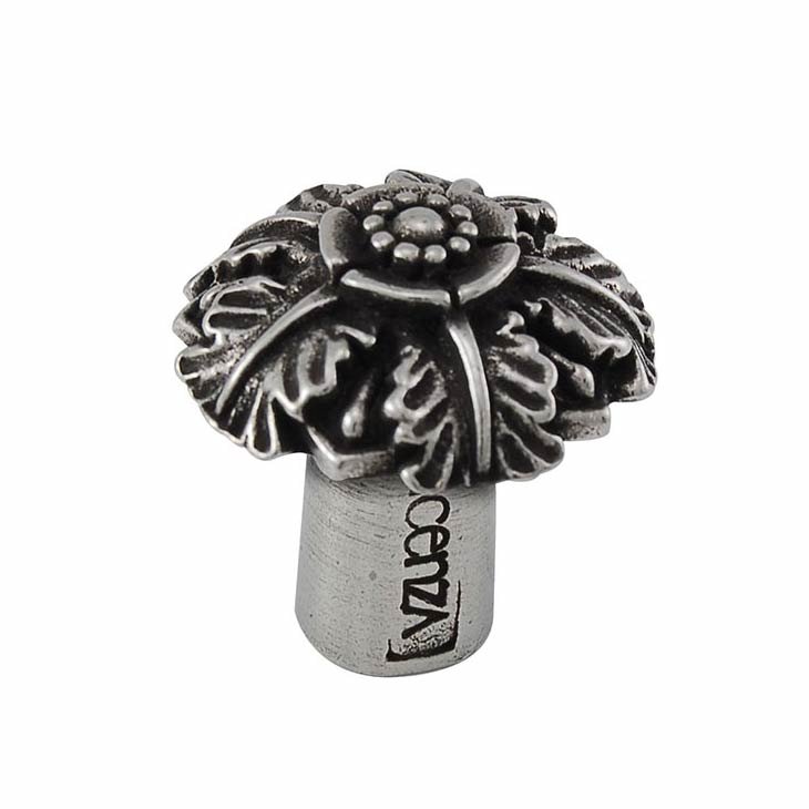 Small Flower Knob 1 1/16" in Vintage Pewter