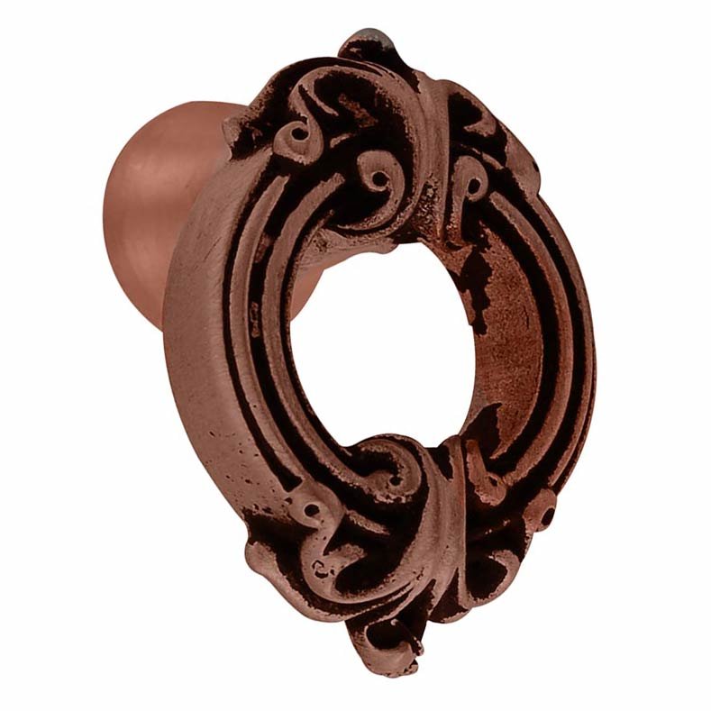 Small Ornate Knob in Antique Copper