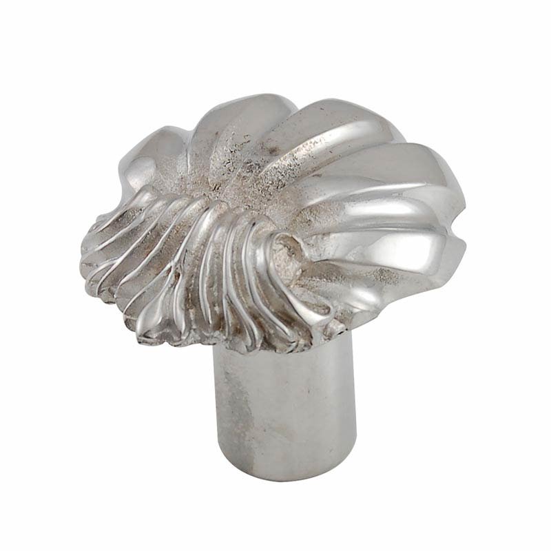 Large Shell Design Knob in Polished Silver