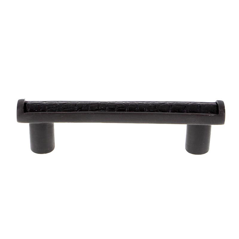 3" Centers Pull with Insert in Oil Rubbed Bronze with Black Leather Insert