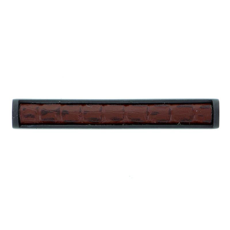 3" Centers Pull with Insert in Oil Rubbed Bronze with Brown Leather Insert