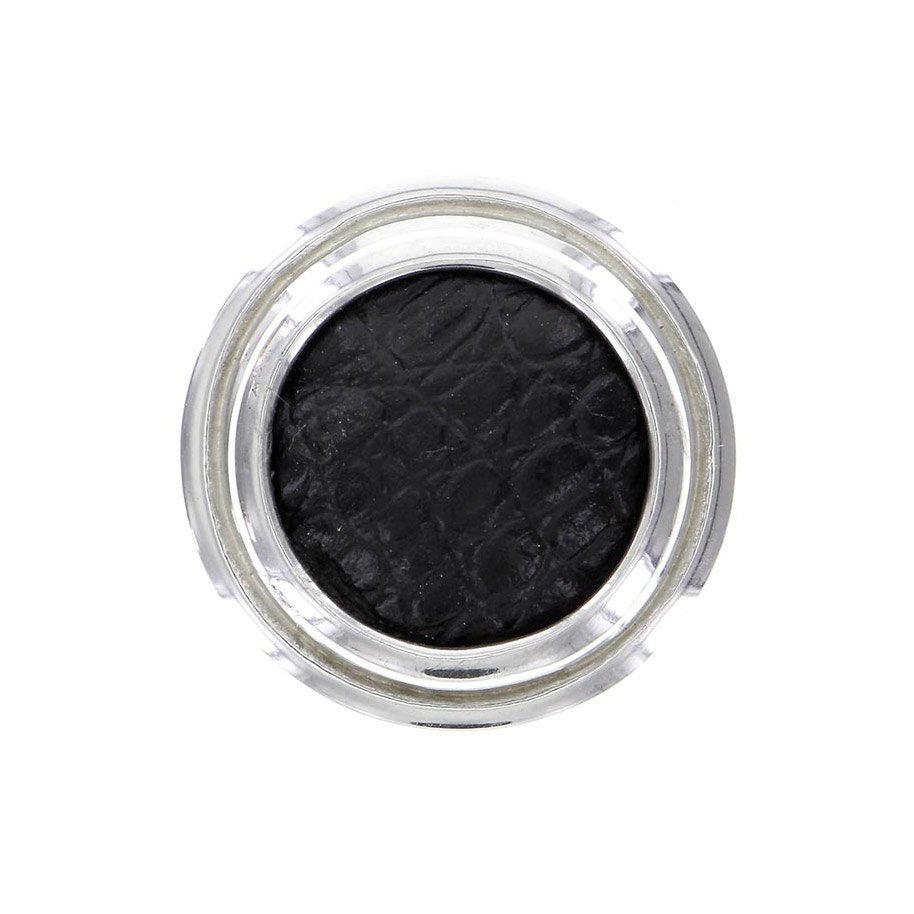 1 1/4" Knob with Insert in Polished Silver with Black Leather Insert