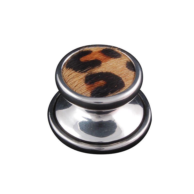 1 1/4" Knob with Insert in Vintage Pewter with Jaguar Fur Insert