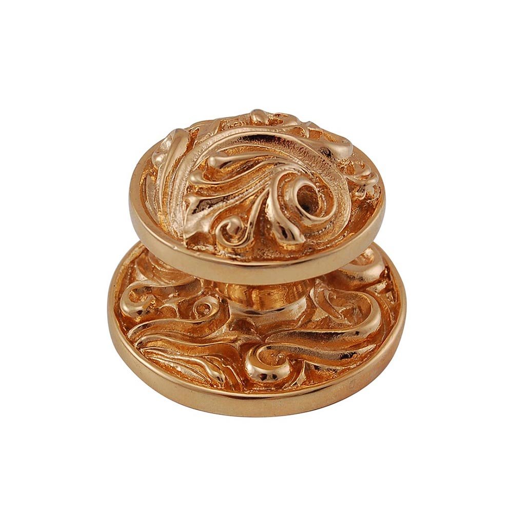 Large Fancy Round Knob in Polished Gold