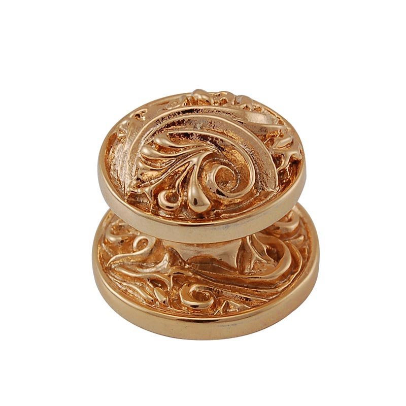 Small Fancy Round Knob in Polished Gold