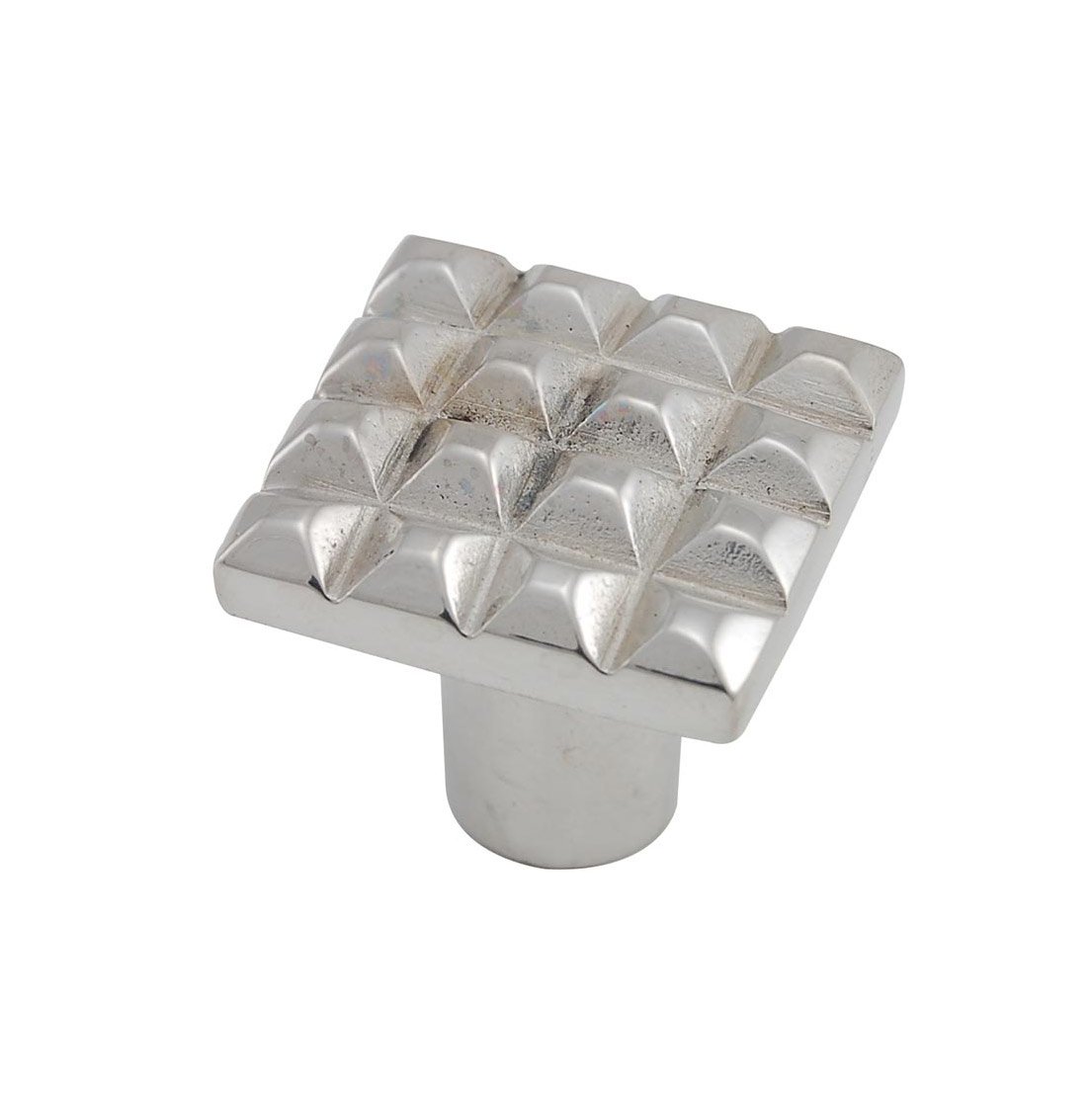 Large Square Cube Knob in Polished Silver