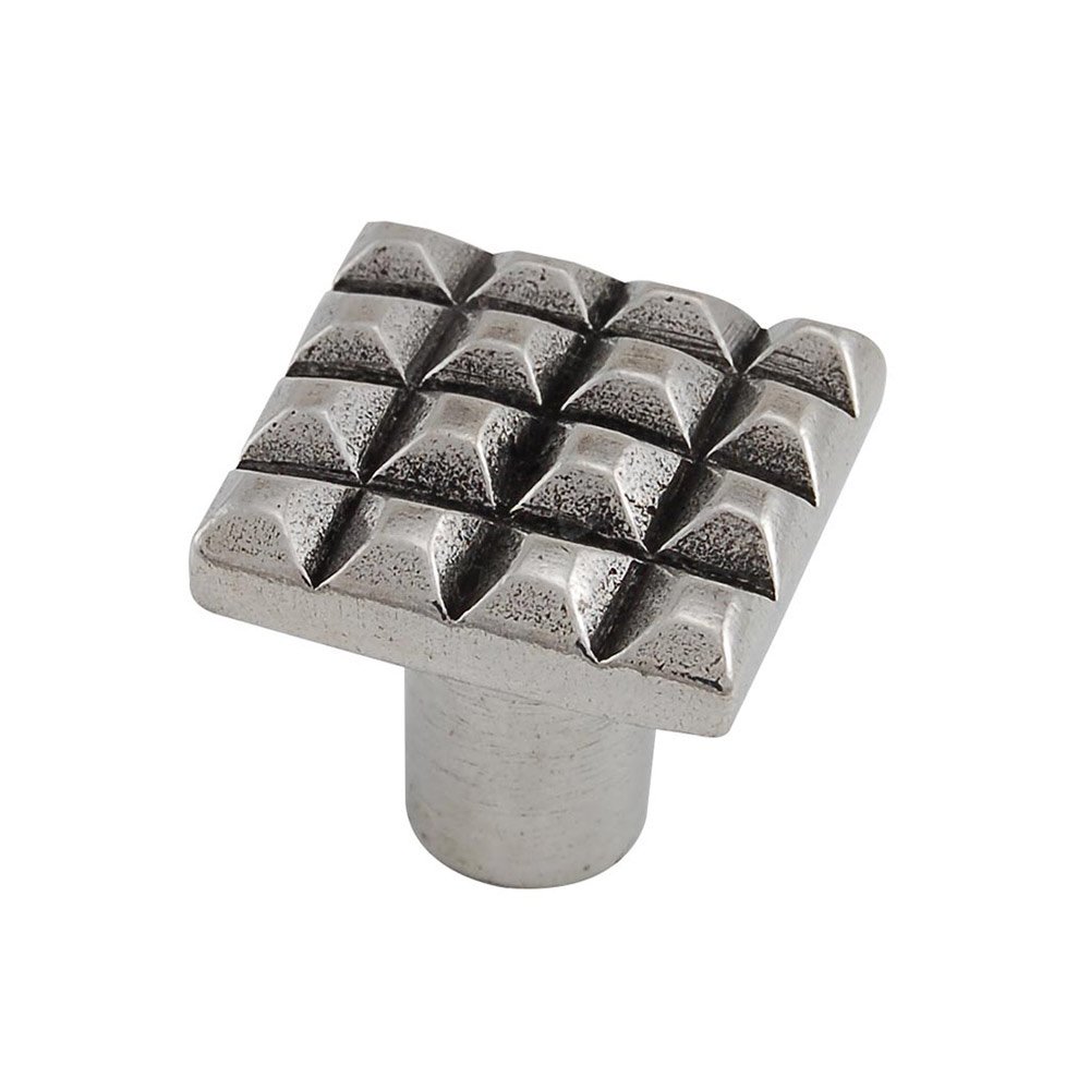 Large Square Cube Knob in Vintage Pewter