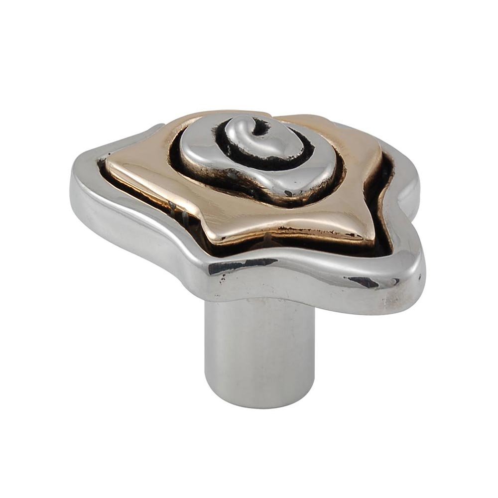 Large Two Tone Wavy Knob in Silver And Gold