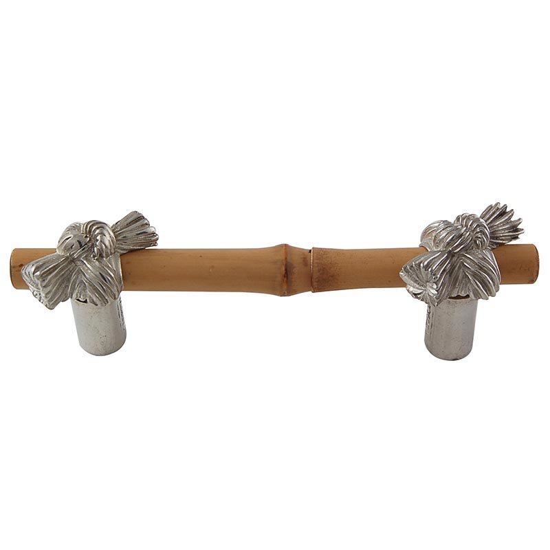 Real Bamboo And Knot Handle 76mm in Polished Silver