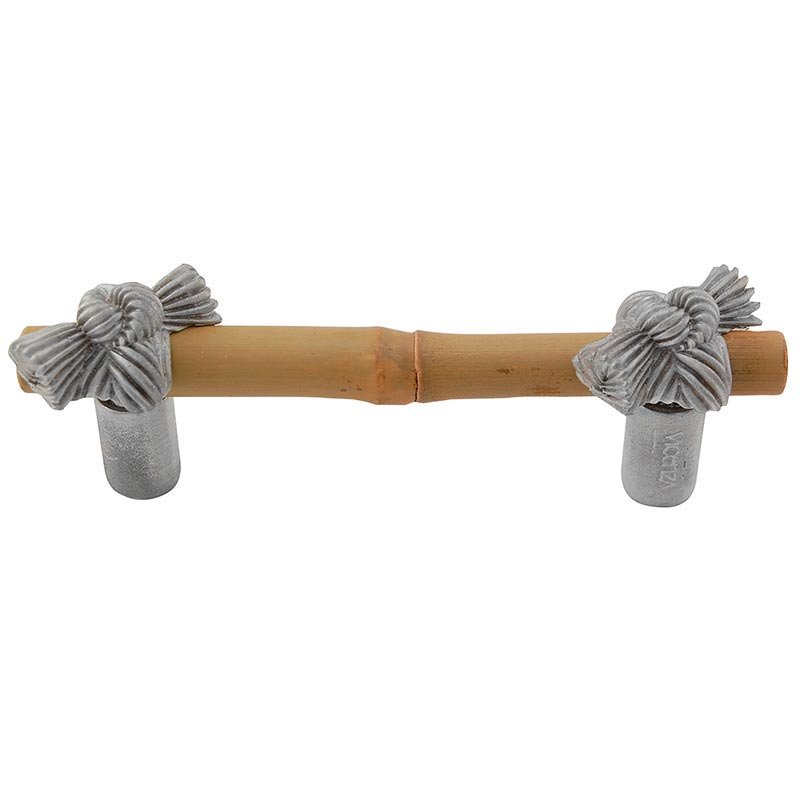 Real Bamboo And Knot Handle 76mm in Satin Nickel