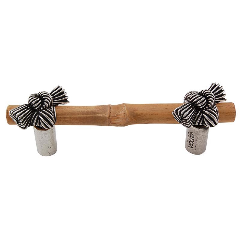 Real Bamboo And Knot Handle 76mm in Vintage Pewter