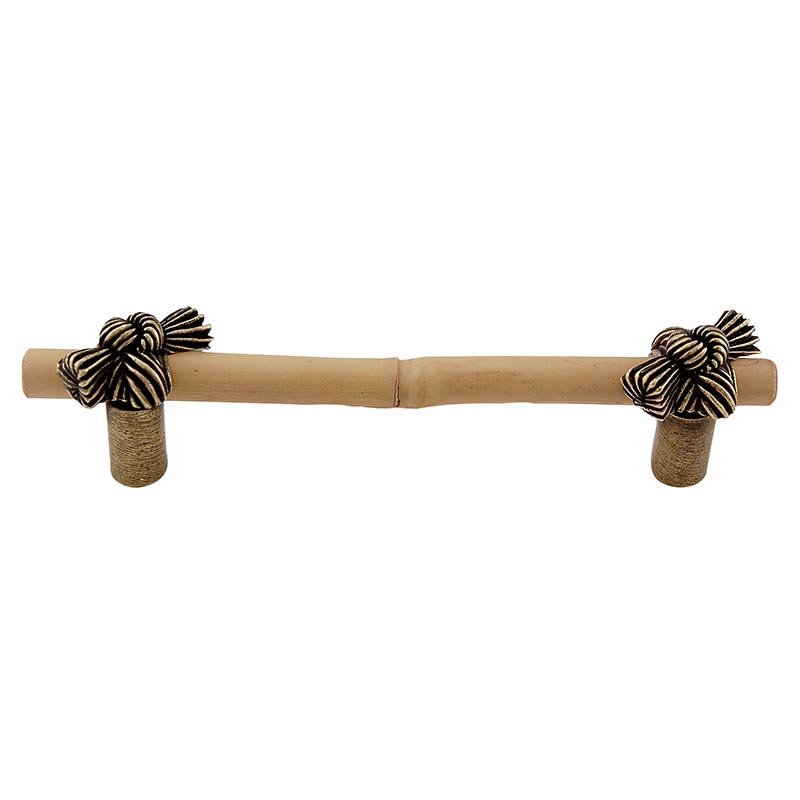 4" Centers Bamboo Knot Pull in Antique Brass