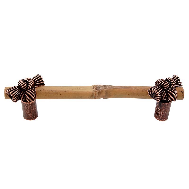 4" Centers Bamboo Knot Pull in Antique Copper