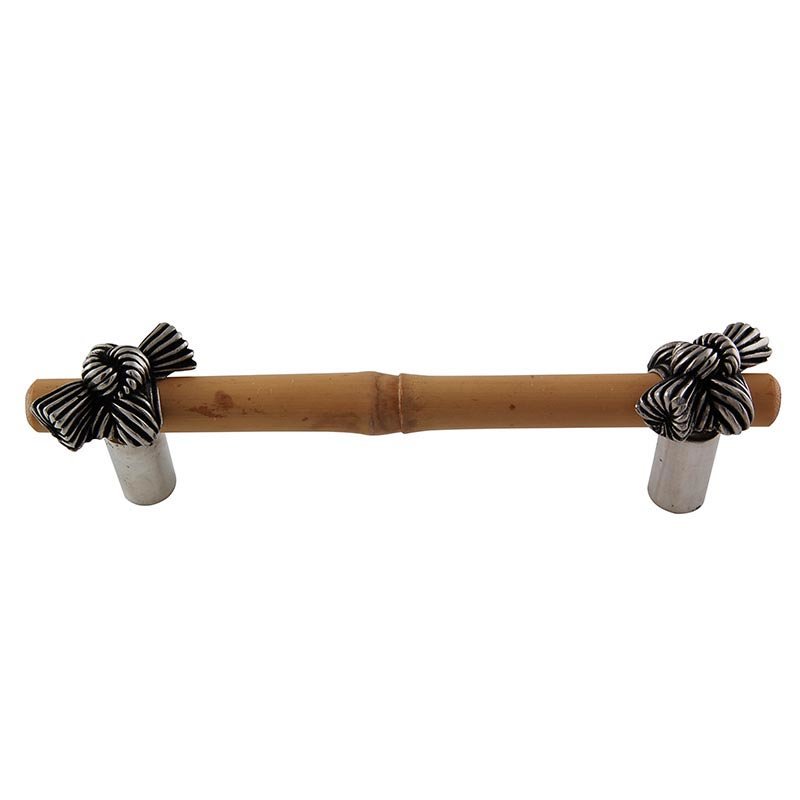 4" Centers Bamboo Knot Pull in Antique Silver