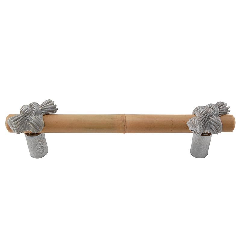 4" Centers Bamboo Knot Pull in Satin Nickel