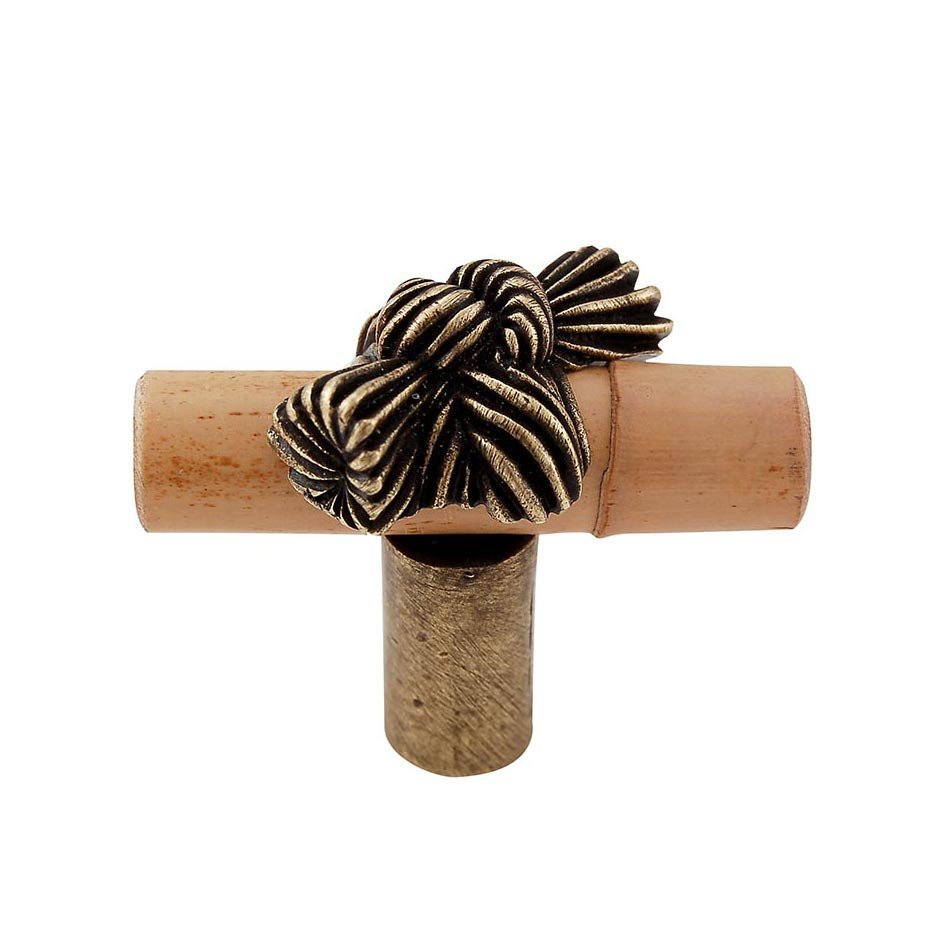 Real Bamboo And Knot Knob in Antique Brass