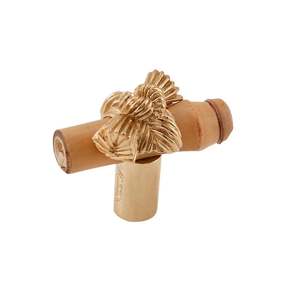 Real Bamboo And Knot Knob in Polished Gold