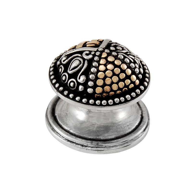 Two Tone Small Royal Round Knob 1" in Silver And Gold