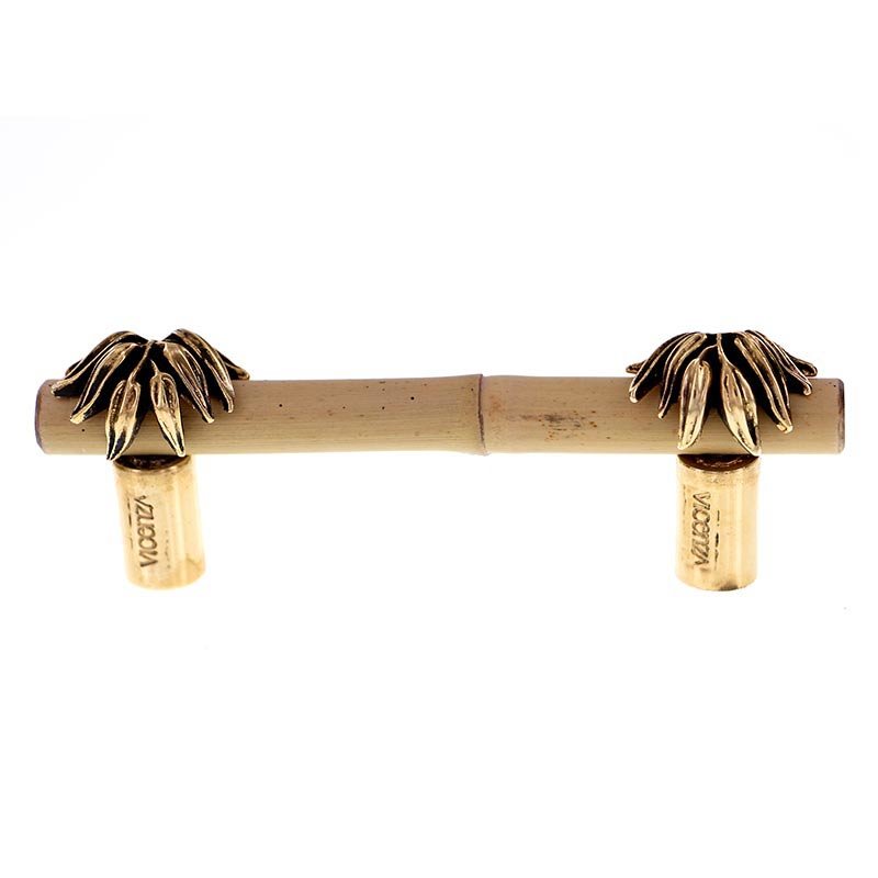 Real Bamboo And Leaf Handle in Antique Gold