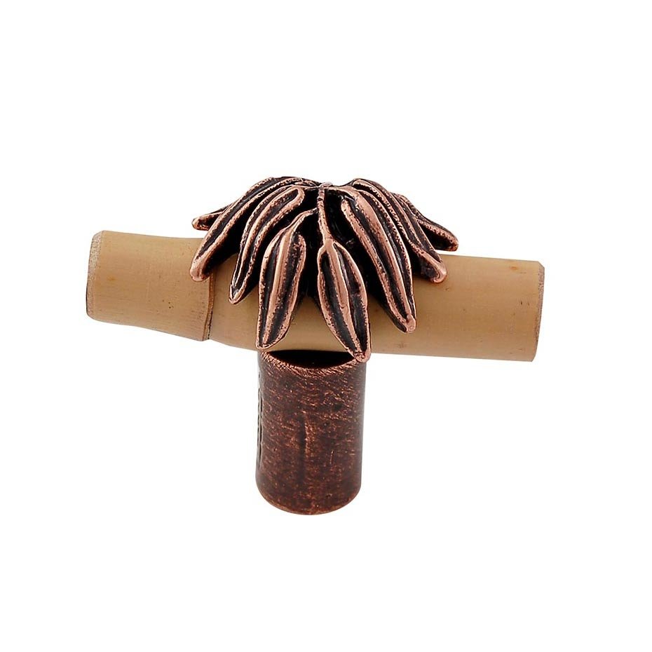 Real Bamboo And Leaf Knob in Antique Copper