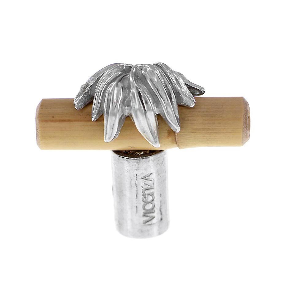 Real Bamboo And Leaf Knob in Polished Nickel