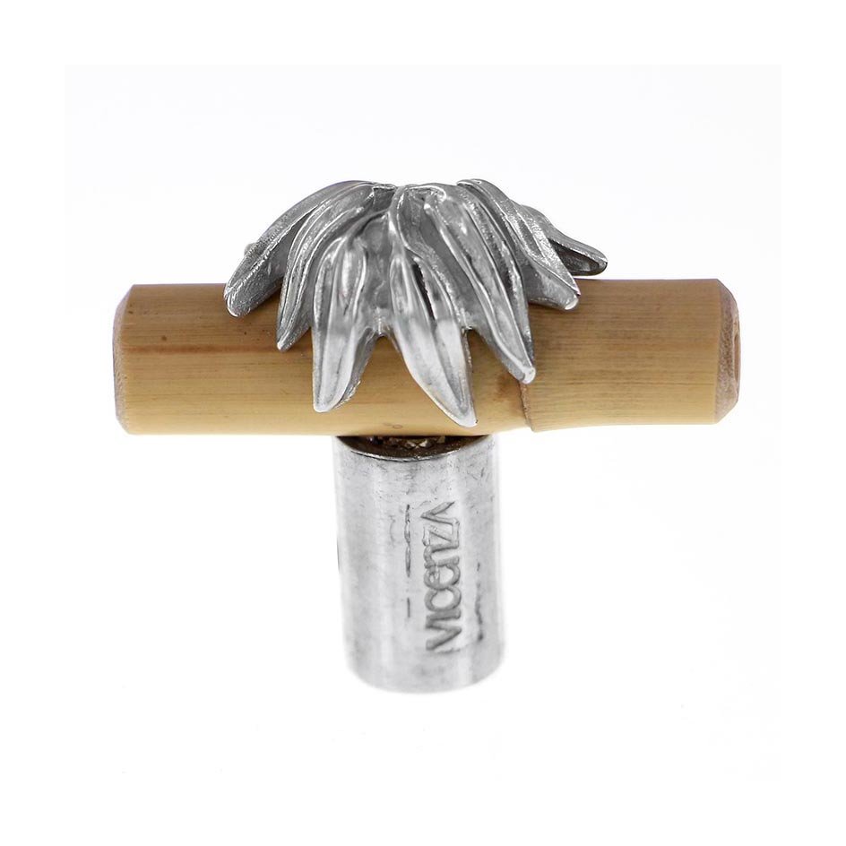 Real Bamboo And Leaf Knob in Polished Silver