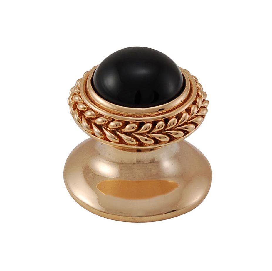 Round Gem Stone Knob Design 2 in Polished Gold with Black Onyx Insert