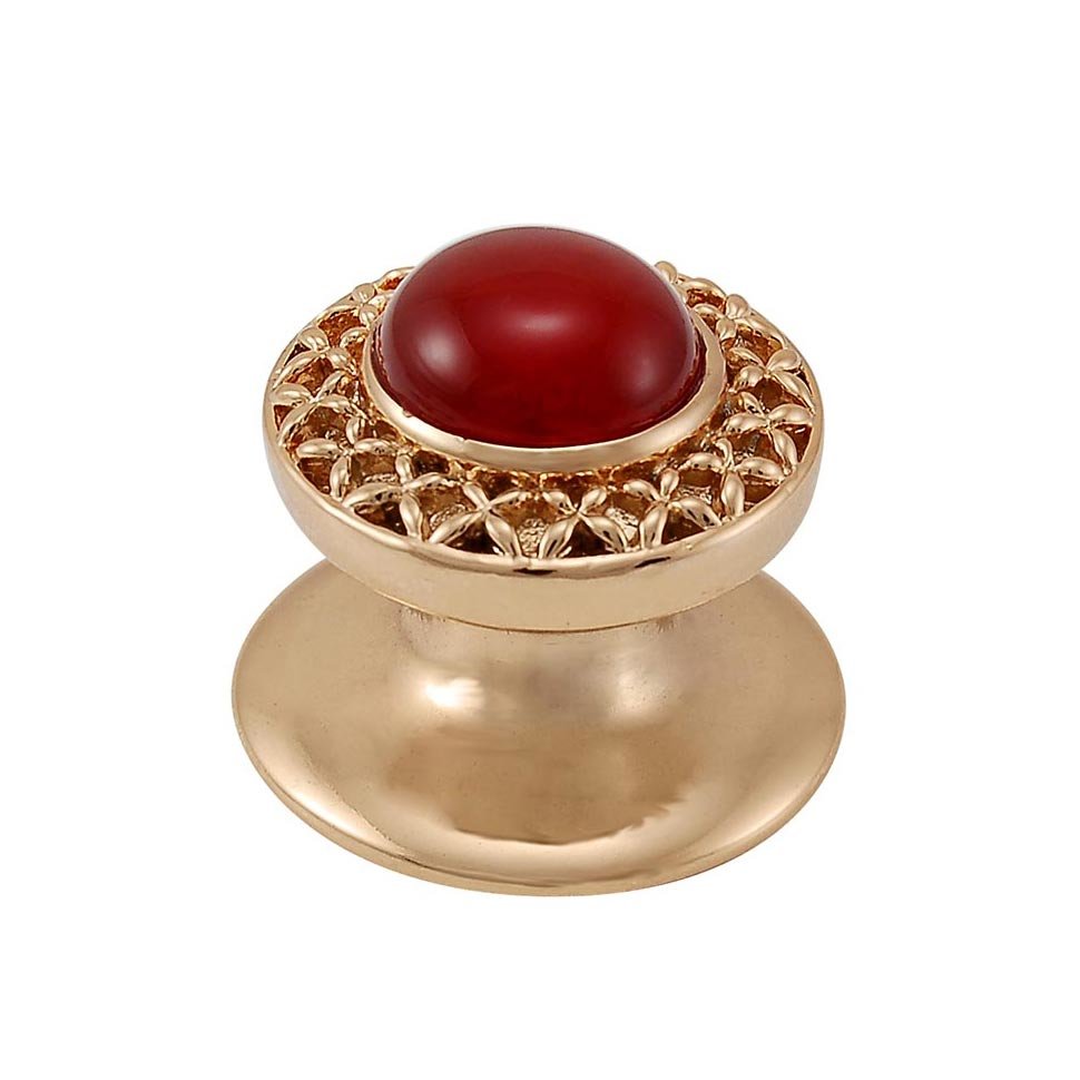 Round Gem Stone Knob Design 4 in Polished Gold with Carnelian Insert