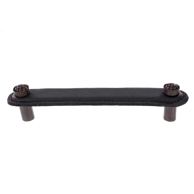 Leather Collection 5" (128mm) Puccini Pull in Black Leather in Oil Rubbed Bronze