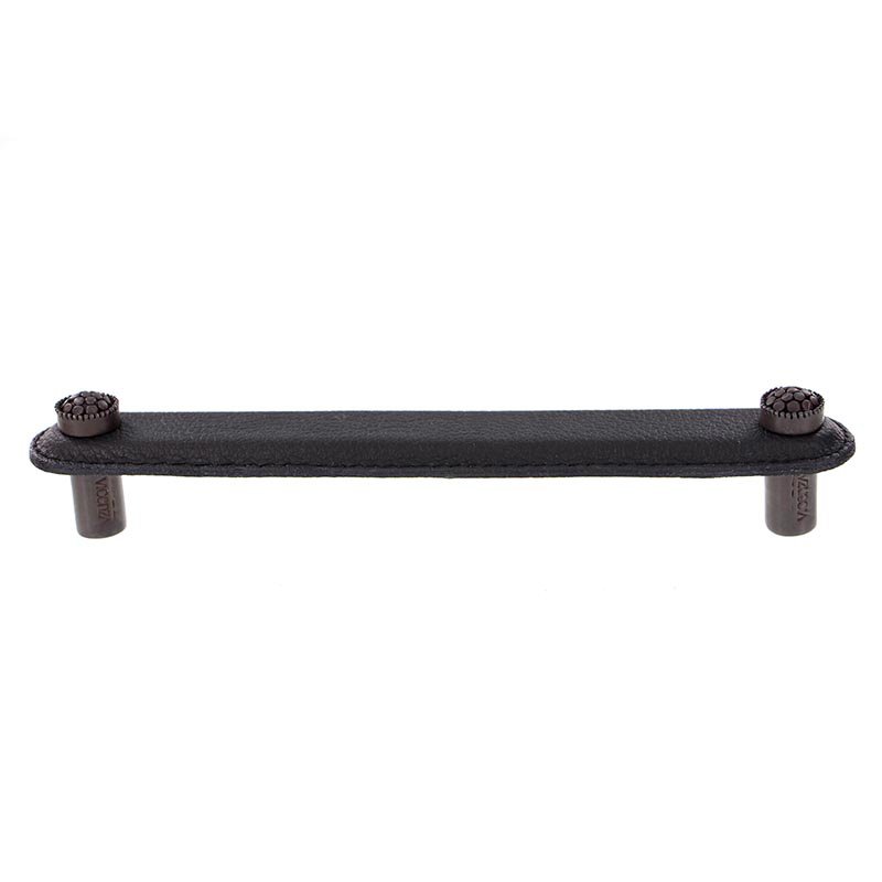 Leather Collection 6" (152mm) Puccini Pull in Black Leather in Oil Rubbed Bronze
