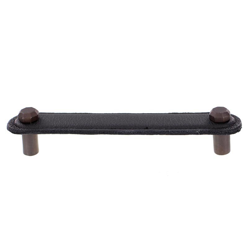 Leather Collection 5" (128mm) Carducci Pull in Black Leather in Oil Rubbed Bronze