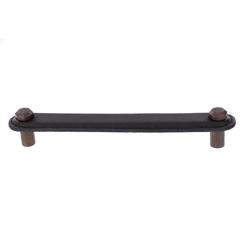 Leather Collection 6" (152mm) Carducci Pull in Black Leather in Oil Rubbed Bronze