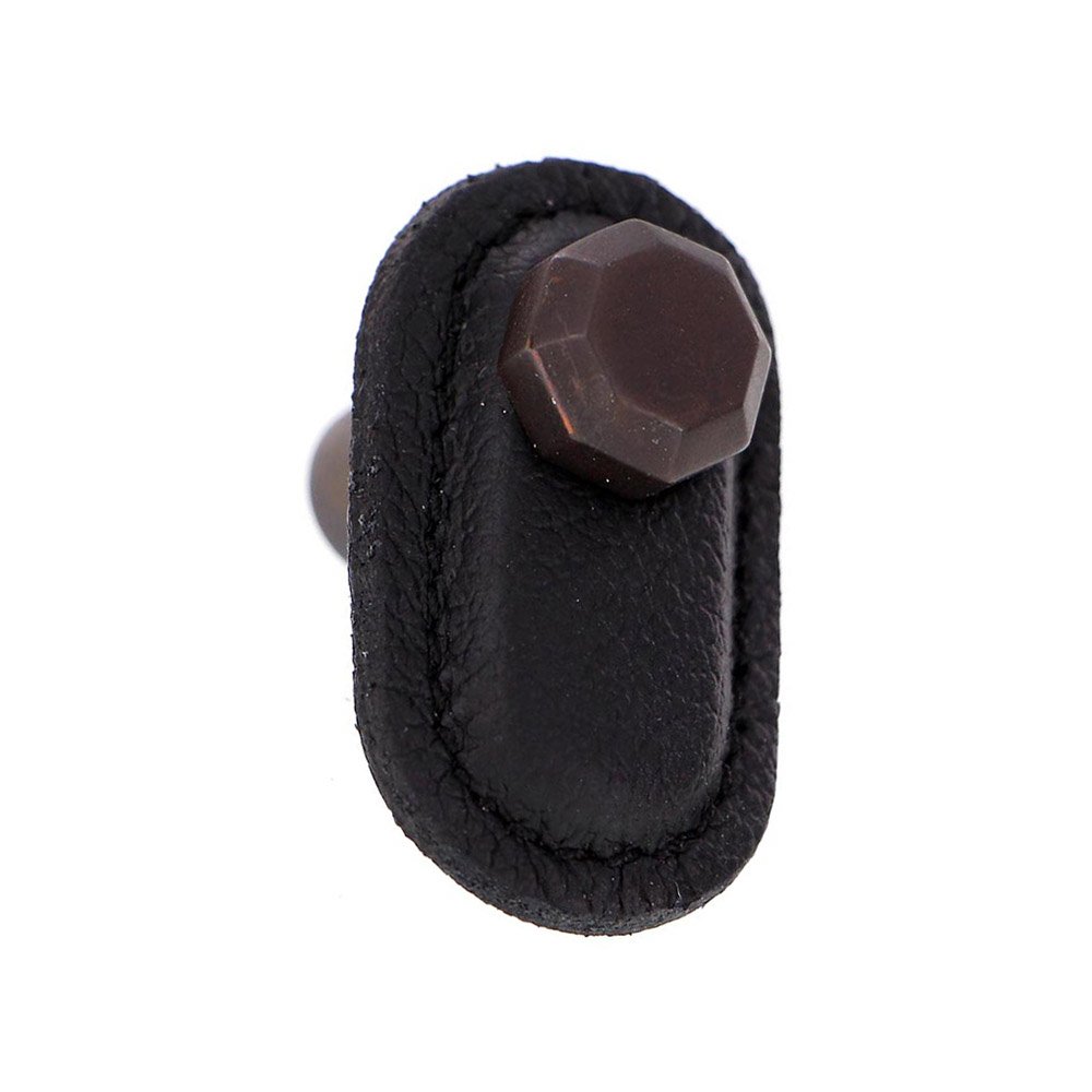 Leather Collection Carducci Knob in Black Leather in Oil Rubbed Bronze