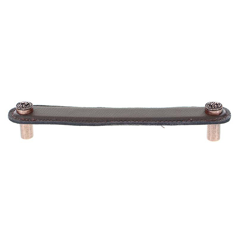 Leather Collection 6" (152mm) San Michele Pull in Brown Leather in Antique Copper