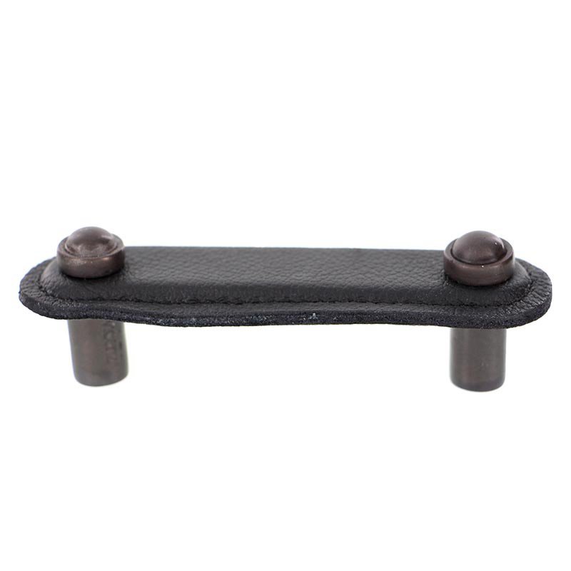 Leather Collection 3" (76mm) Magrini Pull in Black Leather in Oil Rubbed Bronze