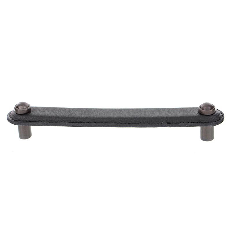 Leather Collection 6" (152mm) Magrini Pull in Black Leather in Oil Rubbed Bronze