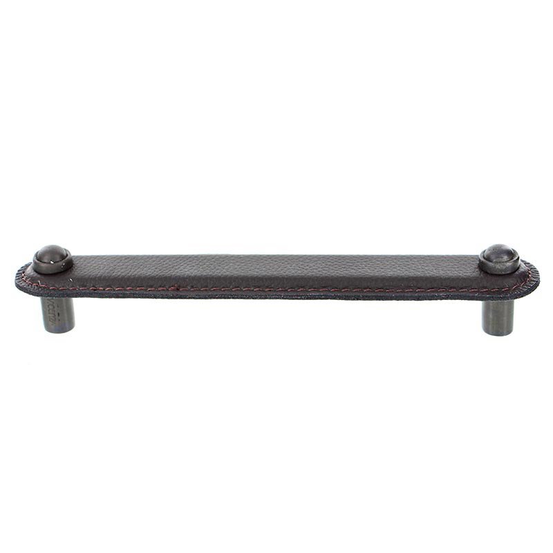 Leather Collection 6" (152mm) Magrini Pull in Brown Leather in Oil Rubbed Bronze