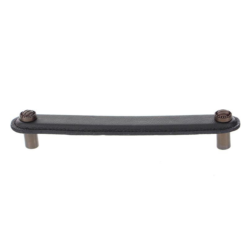 Leather Collection 6" (152mm) Sanzio Pull in Black Leather in Oil Rubbed Bronze