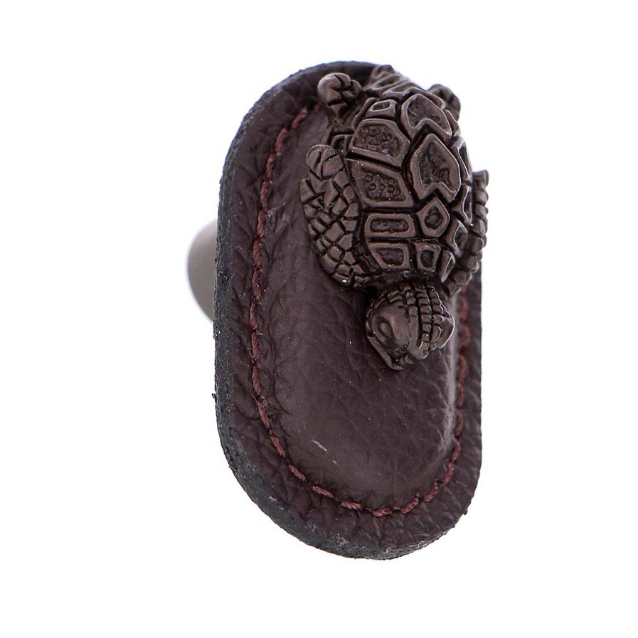 Leather Collection Tartaruga Knob in BrownLeather in Oil Rubbed Bronze