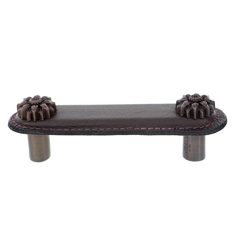 Leather Collection 3" (76mm) Margherita Pull in Brown Leather in Oil Rubbed Bronze