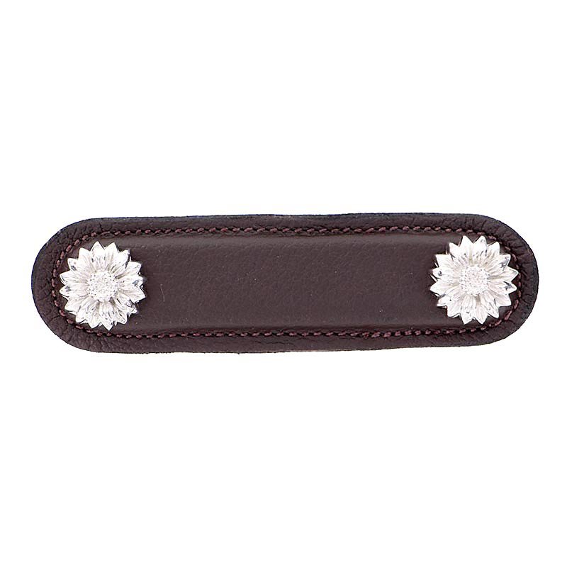 Leather Collection 3" (76mm) Margherita Pull in Brown Leather in Polished Nickel