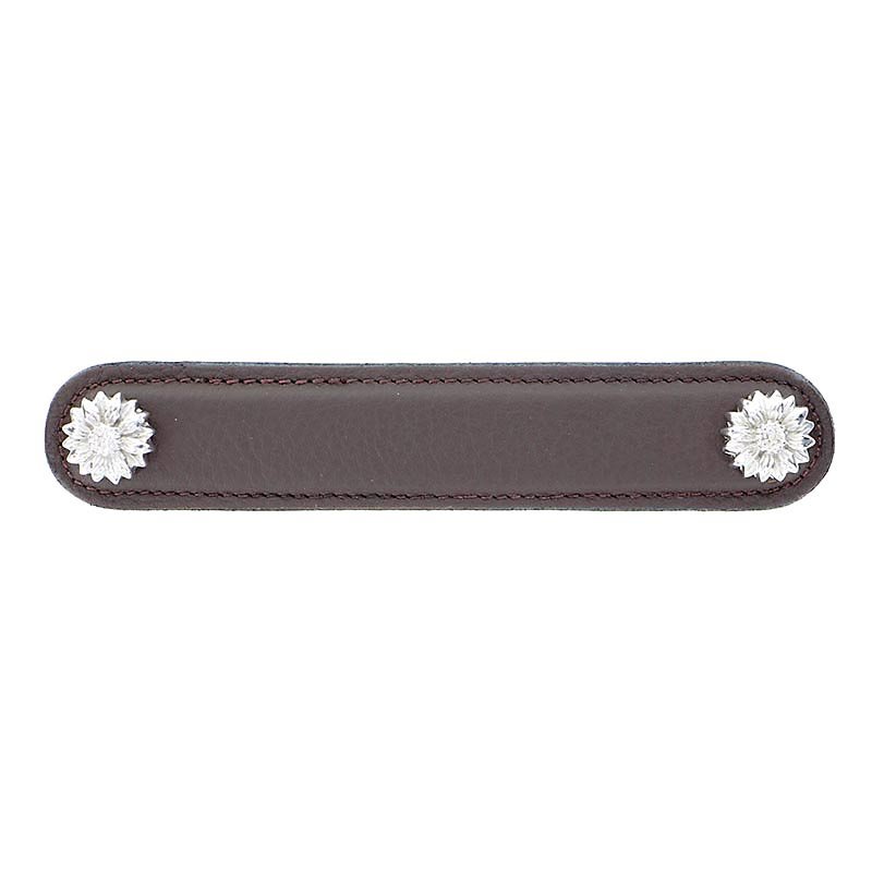 Leather Collection 5" (128mm) Margherita Pull in Brown Leather in Polished Nickel