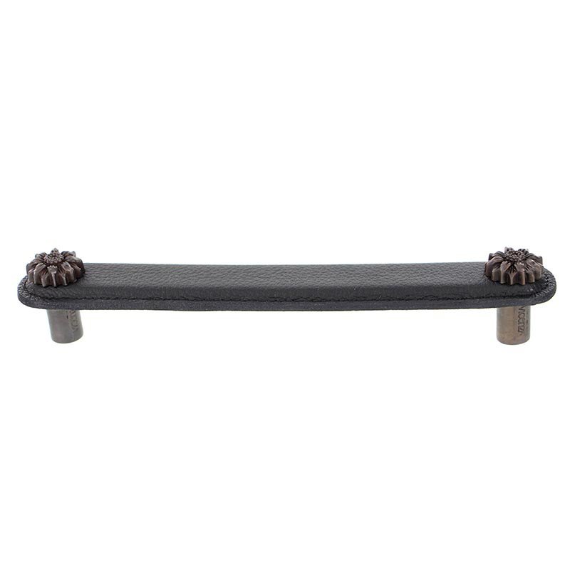 Leather Collection 6" (152mm) Margherita Pull in Black Leather in Oil Rubbed Bronze