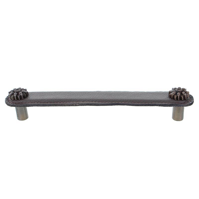Leather Collection 6" (152mm) Margherita Pull in Brown Leather in Oil Rubbed Bronze