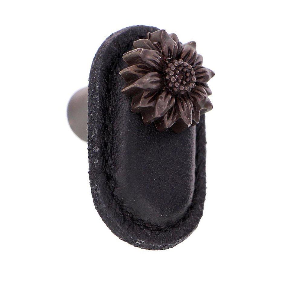 Leather Collection Margherita Knob in Black Leather in Oil Rubbed Bronze