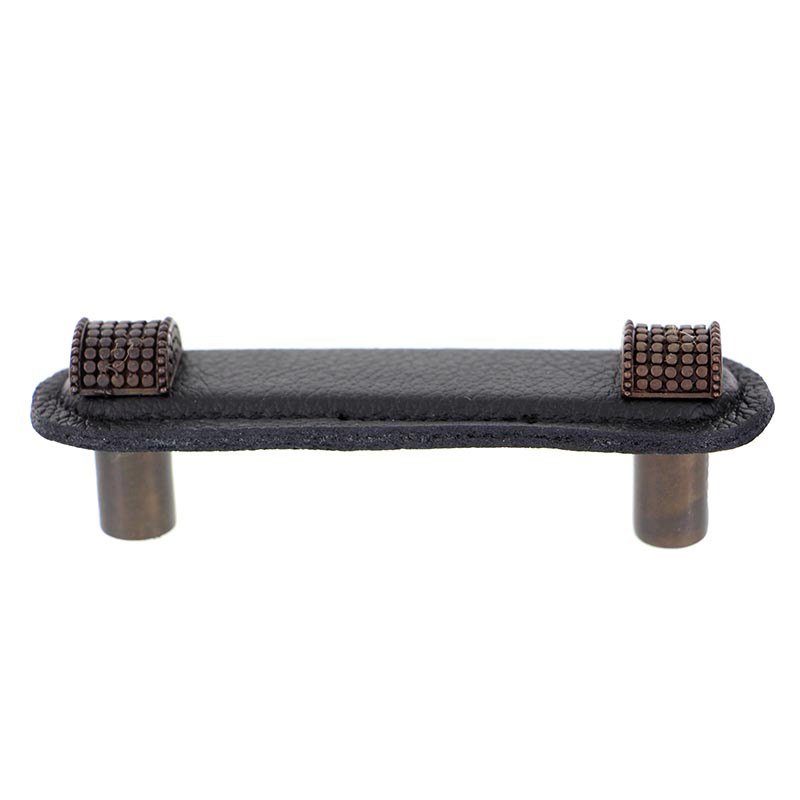 Leather Collection 3" (76mm) Tiziano Pull in Black Leather in Oil Rubbed Bronze