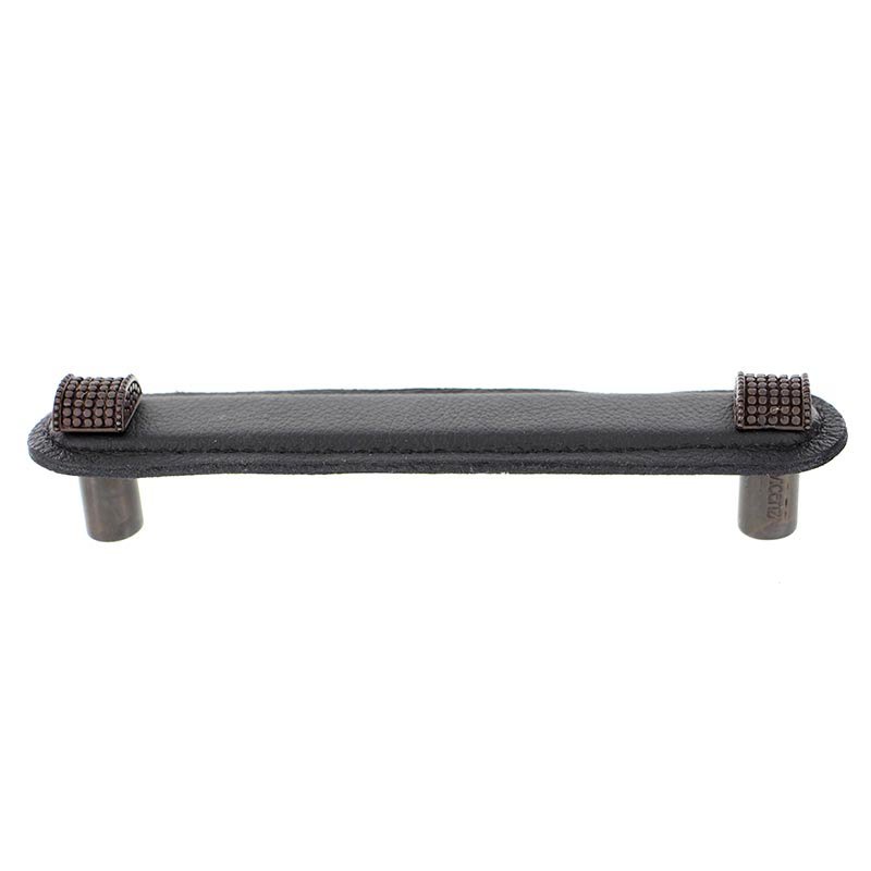 Leather Collection 5" (128mm) Tiziano Pull in Black Leather in Oil Rubbed Bronze