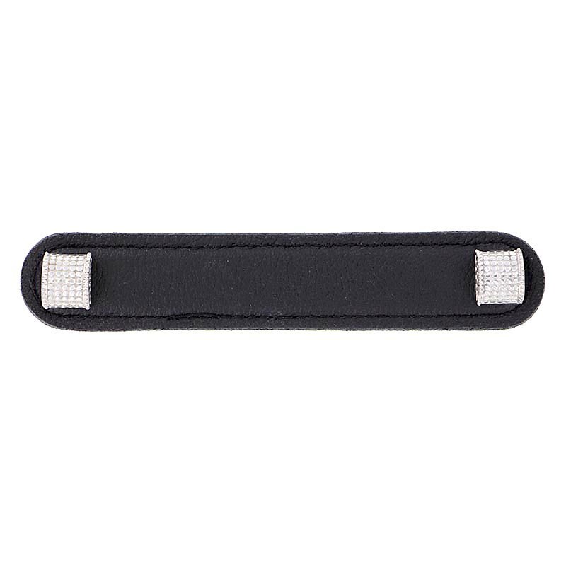 Leather Collection 5" (128mm) Tiziano Pull in Black Leather in Polished Nickel