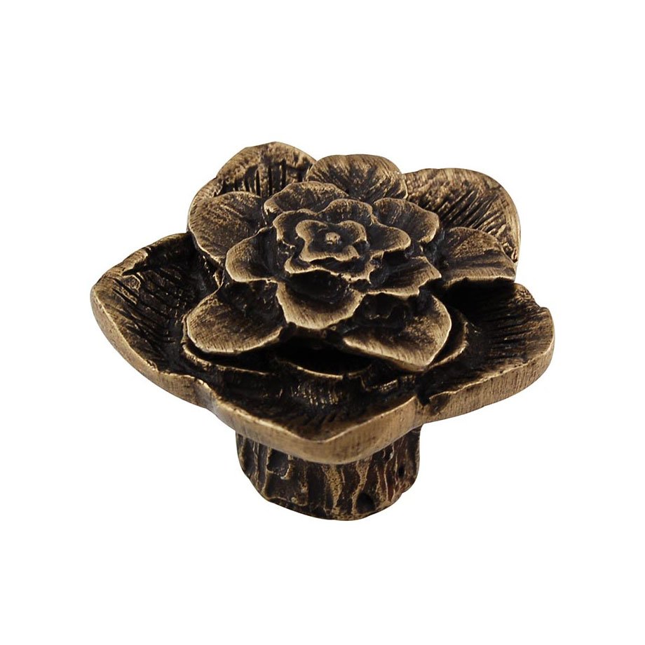 1 1/4" Double Rose Knob with Small Center in Antique Brass