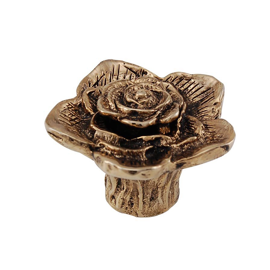 1 1/4" Double Rose Knob with Small Center in Antique Gold